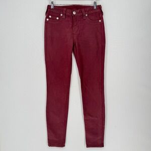 True Religion Skinny Wax Halle Jeans Womens 28 Burgundy Vintage Indie Sleaze